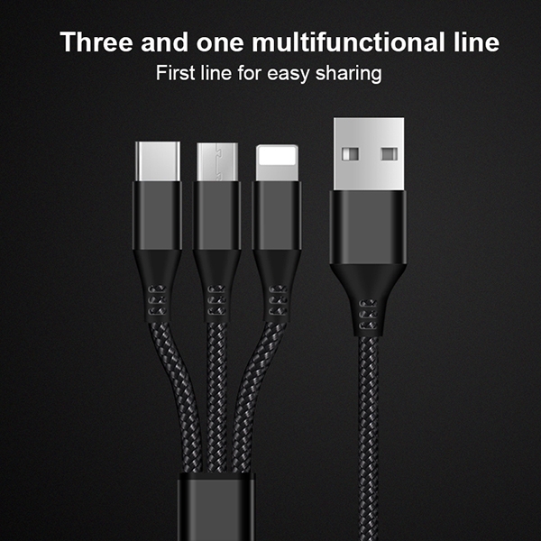 Multi-functional data line one drag and three fast charging line Anzhuo Type-C three-in-one general purpose